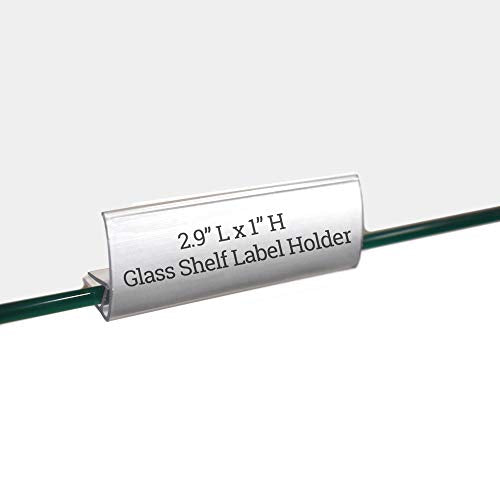 Glass Shelf Label Holder, Clear Sign Clip for Glass Shelving from 3/16" to 1/4" Thick, 2.9" L x 1" H, 100 Pack - size: 100 Pack