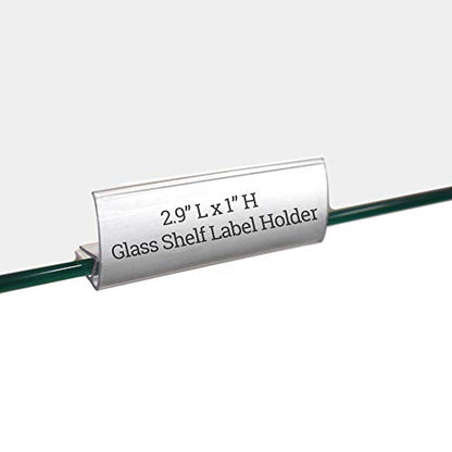 Glass Shelf Label Holder, Clear Sign Clip for Glass Shelving from 3/16" to 1/4" Thick, 2.9" L x 1" H, 100 Pack - size: 100 Pack