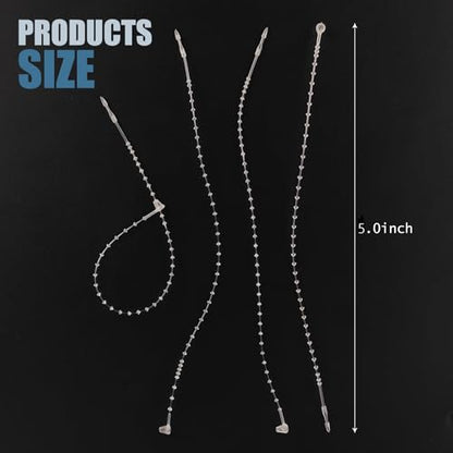 5-Inch Plastic Fastener Pin Safety Bead Ring Tie Adjustable Twist Tape Plastic Tag Fastener (1000 pieces, white)