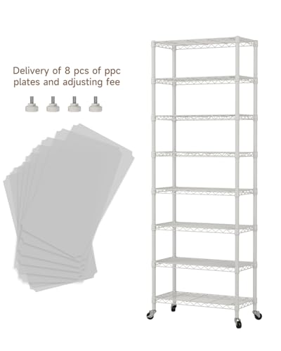 Golpart 8Tier Adjustable Storage Shelves Metal Wire Shelving Standing Shelf - color: White, size: 8-tier-12"Dx22"Wx72"H