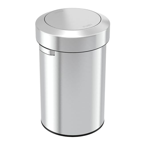 iTouchless Titan 17 Gallon Swing Open Trash Can, Stainless Steel Self-Balance Flip Top Lid Commercial Grade 64 Liter Garbage Can is Perfect for Business, Restaurant, Office and Kitchen - color: Steel Silver 17 Gal Swing Top