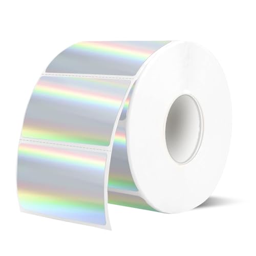 2.25"x1.25" Direct Thermal Labels, Holographic Thermal Printer Labels for Barcode, Self-Adhesive Address Shipping Thermal Label Stickers-1 Roll, 300 Labels, Holographic Silver - color: Holographic Silver, size: 2.25"x1.25"