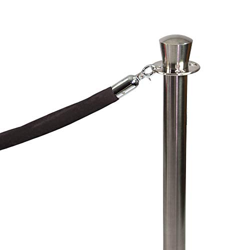 Vispronet Premium Rope Barrier– 39in Tall Stanchion Post with 4.9ft Black Velvet Rope – Includes (4) 3.25ft Tall Poles, (2) Velvet Ropes – 13.5in Diameter Base – Crowd Control Barricade for Events - color: Black, size: 4 Poles