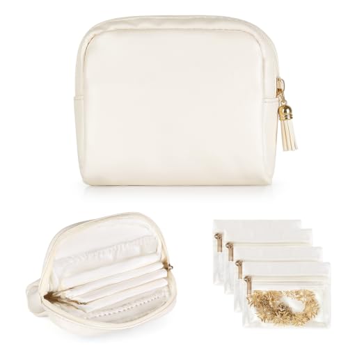 Mkono Jewelry Travel Case, Small Jewelry Organizer Pouch with 4 Mini Bags