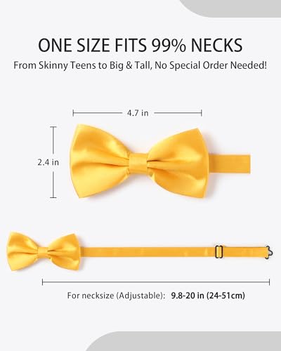 AWAYTR Bow Ties for Men - Pre-Tied Adjustable Tuxedo Style for Wedding - color: Golden Yellow