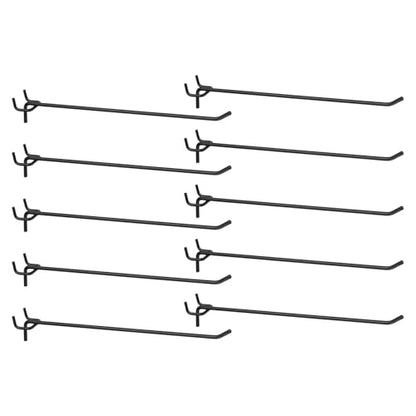 HARFINGTON 10pcs Pegboard Shelving Hooks 10" Stainless Steel Peg Board Display Hook Hanging Holders Wall Mount Organize Tools for Workbench Garage Kitchen Store, Black - size: 10 Inch