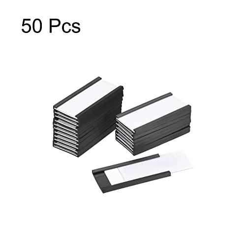 MECCANIXITY Label Holders 2" x 1" C Channel Rubber Magnetic for Metal Shelves Organize, Office File Cabinets Pack of 50 - size: 2"x1"