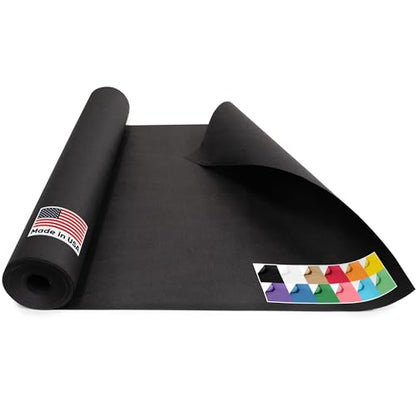 USA-Made 18" x 1200" (100 ft) Black Roll Paper, 45 lbs Thickness, Kraft Paper for School, Art Projects, Gift Wrapping, Bulletin Board - color: Black, style: 1 Roll - 1 Color