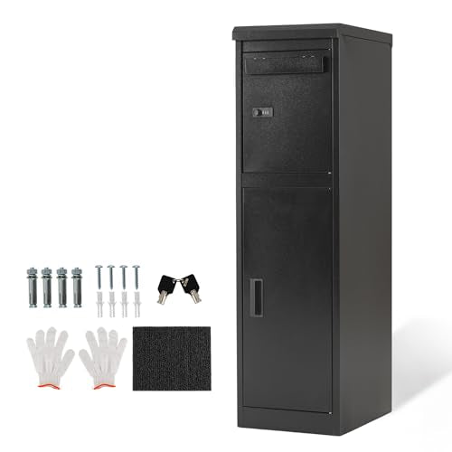 COSTWAY 44" Heavy-Duty Galvanized Steel Parcel Drop Box - size: 13" x 17" x 44"