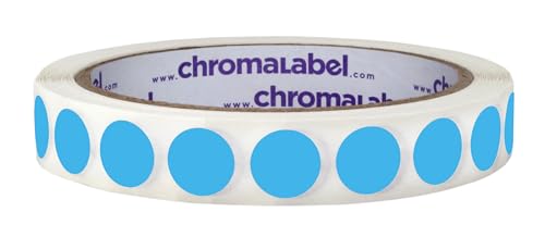 ChromaLabel Light Blue Removable Dot Stickers, 1/2 Inch, 1000/Roll - color: Light Blue, size: 1/2"