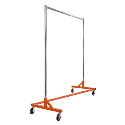 Econoco Commercial Garment Rack - Rolling Clothes Rack, Heavy Duty (Z Rack with Garment Cover, Orange) - color: Orange, style: Z Rack with Garment Cover