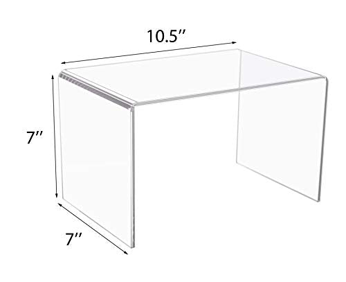 Jusalpha 2-PC Large Clear 5mm Acrylic Riser Stand for Retail,10.5''x7''x7''