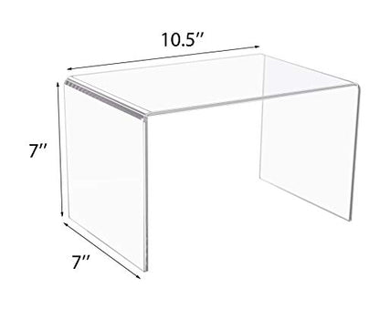 Jusalpha 2-PC Large Clear 5mm Acrylic Riser Stand for Retail,10.5''x7''x7''