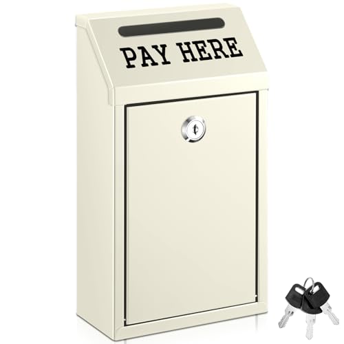 Yaocom Metal Money Cash Box,Beige,10.2 X 5.7 X 2.8 Inch - color: Beige, size: 10.2 x 5.7 x 2.8 Inch