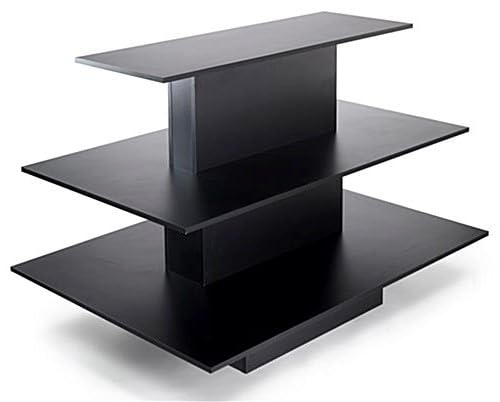Only Hangers 3 Tier Display Tables in Black, White, or Maple - Available in Oval, Rectangular or Square (Rectangular, Black) - color: Black, style: RECTANGULAR