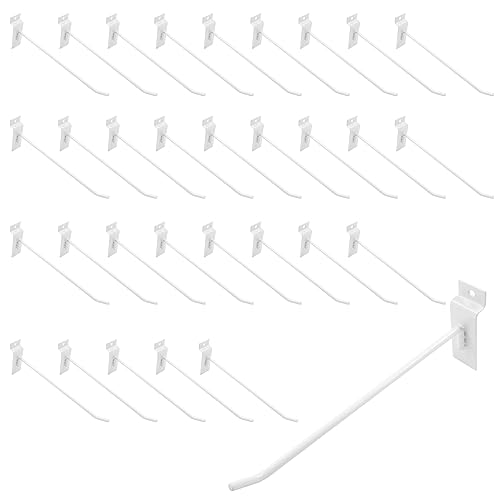 Waziaqoc Slatwall Hooks, White, 8 Inch, 32PCS - size: 8 Inch