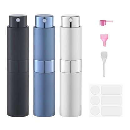 8ml Travel Perfume Bottle Refillable, Atomizer Sprayer for Cologne 3PCS - color: Black, Blue, Silver