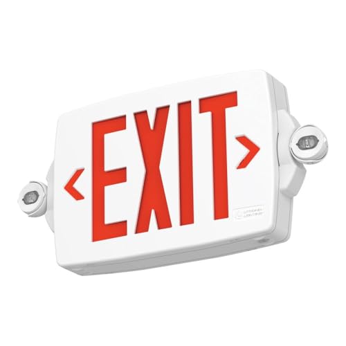 Lithonia Lighting Quantum LED Exit Sign Emergency Light Combo, Exit Sign and Emergency Lights, 2-Head Fixture, Red/Green Selectable Letters, High Output Battery, White (LHQM S W RG MVOLT HO M6) - color: Red/Green Selectable - White, size: 16.5" | Sign & R