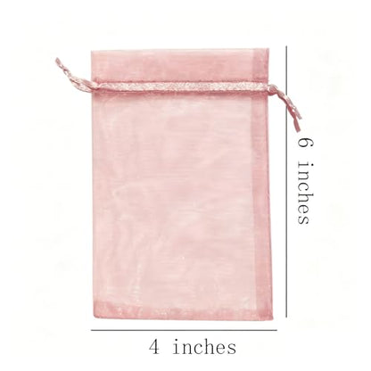Jwsqmc 4x6 Inch Sheer Organza Mesh Drawstring Gift Bags Blush Pink 100pc - color: Blush Pink, size: 4x6 Inch (Pack of 100)
