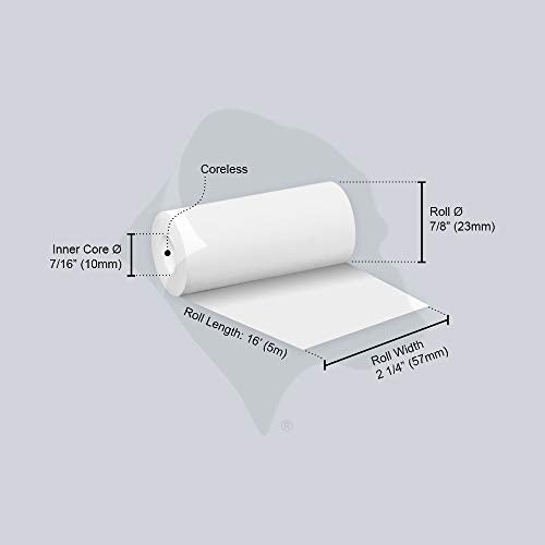 (10) Gorilla Supply Coreless Thermal Paper Roll 2 1/4 x 16, 1ply Poynt Smart Payment Terminal Receipt Printer Paper Rolls 2.25 x 16 ft, BPA Free, 10 Rolls