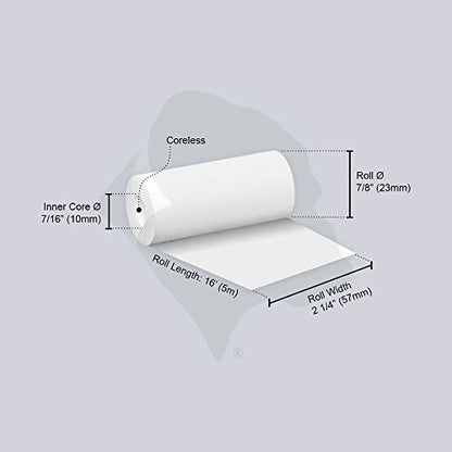 (10) Gorilla Supply Coreless Thermal Paper Roll 2 1/4 x 16, 1ply Poynt Smart Payment Terminal Receipt Printer Paper Rolls 2.25 x 16 ft, BPA Free, 10 Rolls