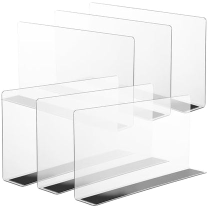 Baluue 6 Pack Clear Magnetic Shelf Dividers PVC Plastic L Shaped Separators 12cm Tall Shelf Divider for Wire Shelving Closet Organization Retail Display Rack Cabinet Goods Bins - size: 9.8 × 4.7 inch