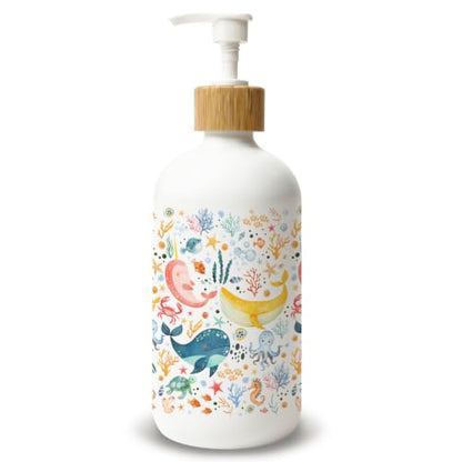 Beach Ocean Animal Glass Soap Dispenser with Pump - color: Ocean Animal