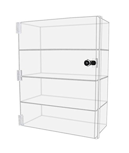 Marketing Holders Acrylic Locking Vertical Cabinet with Keys 12" x 6" x 16" Clear Tall Countertop Locker One Piece No Assembly with Swinging Door for Retail Merchandise - size: 12"W x 6"D x 16"H