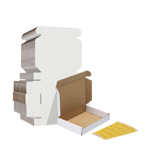 HORLIMER 6x4x1 Shipping Boxes Set of 30, White Corrugated Cardboard Mailer Box for Packing Small Business - color: White, size: 6" x 4" x 1"