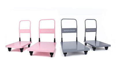 Bhaerynden Folding Platform Hand Truck, 660 lb Push Cart Dolly with Quiet Wheels, 35.0 x 21.7 in, Blush Pink - color: Blush Pink, size: 890mm X 550mm (35.0in X 21.7in)