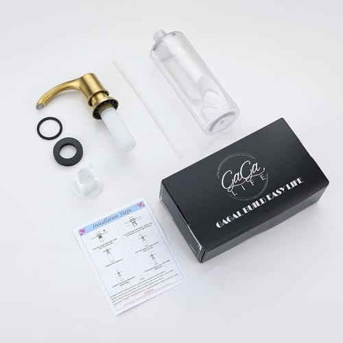 GAGALIFE Kitchen Sink Soap Dispenser with 17 Ounce Large Bottle, G080BG - color: Gold, size: with Bottle