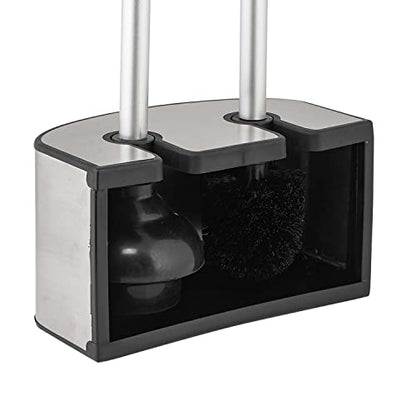 Bath Bliss 2-in-1 Toilet Brush and Plunger Set in Stainless Steel - size: 8.66" x 5.12" x 18.9"