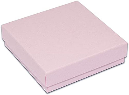 RJ Displays 6 Pack Cotton Filled Pink Color Cardboard Jewelry Necklace Earring Bangle Anklet Pendant Bracelets Watch Gift and Retail Boxes Size 3 1/2" x 3 1/2" x 1" Inch (Pink) - color: Pink