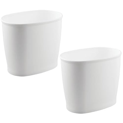 iDesign Slim Plastic Bathroom Trash Can, 2-Pack, White - color: White, style: Pack of 2