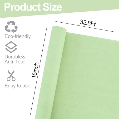 BEISHIDA Sage Green Gift Wrapping Paper Roll, 15in X 32ft Kraft Bulletin Board Paper Gift Wrap for Christmas Mother's Day Valentine's Day Graduation, Flower Wrap - color: sagegreen
