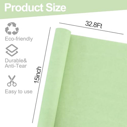 BEISHIDA Sage Green Gift Wrapping Paper Roll, 15in X 32ft Kraft Bulletin Board Paper Gift Wrap for Christmas Mother's Day Valentine's Day Graduation, Flower Wrap - color: sagegreen