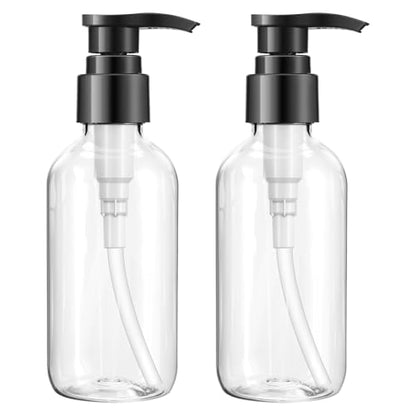 Teyssor Empty Pump Bottle Dispenser Clear 2 Pack 150ml/5oz Plastic Liquid Soap Dispensers, BPA-Free Refillable Container for Essential Oil Shampoo Lotion - color: 150ml, Clear-2 Pack