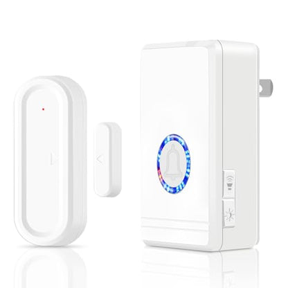 Cruxer Door Chime, Plug-in Doorbell When Door Opens, 600 FT Wireless Range, 48 Chimes, 5 Volume Levels, LED Indicators, Entry Sensor Alarm for Business, Home, Store, Office - style: Magnetic Doorbell