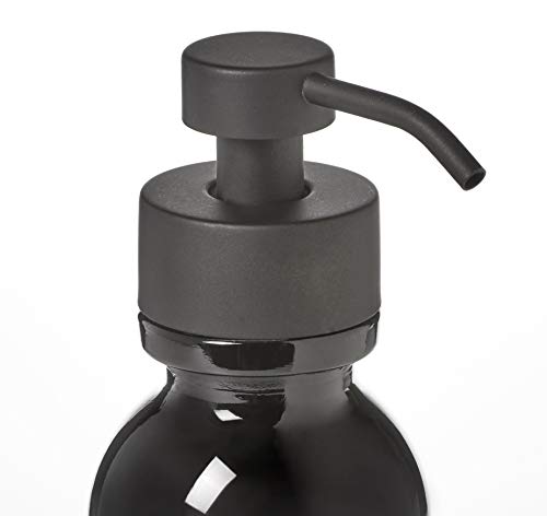 Black Glass Soap Dispenser with Wide Mouth Black Metal Pump - 16oz Glass Jar Lotion Bottle by Industrial Rewind (Black WM/Black) - color: Black Wm/Black