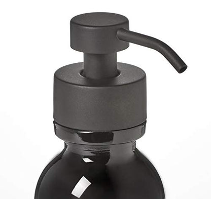 Black Glass Soap Dispenser with Wide Mouth Black Metal Pump - 16oz Glass Jar Lotion Bottle by Industrial Rewind (Black WM/Black) - color: Black Wm/Black