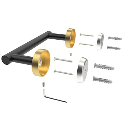 RARXTR Black and Gold Toilet Paper Holder SUS304 Stainless Steel Double Post Pivoting Toilet Paper Roll Holder Wall Mounted Tissue Holder for Commercial Bathroom RV Matte Black & Brushed Brass Finish - color: Black and Gold