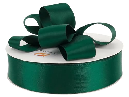HUIHUANG 1-1/2 inch Dark Green Double-Faced Satin Ribbon Continuous 100 Yds - color: Dark Green, size: 1-1/2 inch