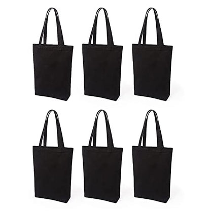 Lily queen Natural Canvas Tote Bags DIY Reusable Shopping Grocery Bag (Black - 6 Pack) - color: Black - 6 Pack