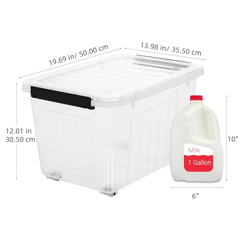 Citylife 54 Quart Large Clear Plastic Storage Bins with Lids 6-Pack - color: Clear White, size: 54 QT-6 Packs