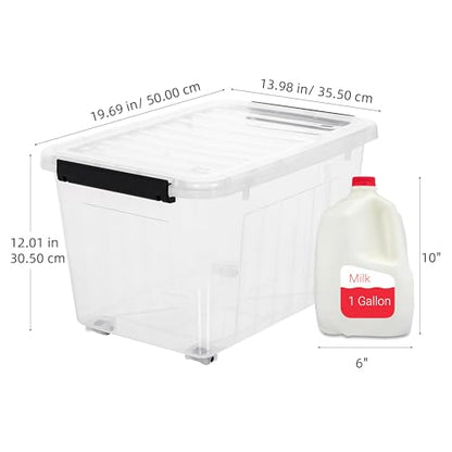 Citylife 54 Quart Large Clear Plastic Storage Bins with Lids 6-Pack - color: Clear White, size: 54 QT-6 Packs
