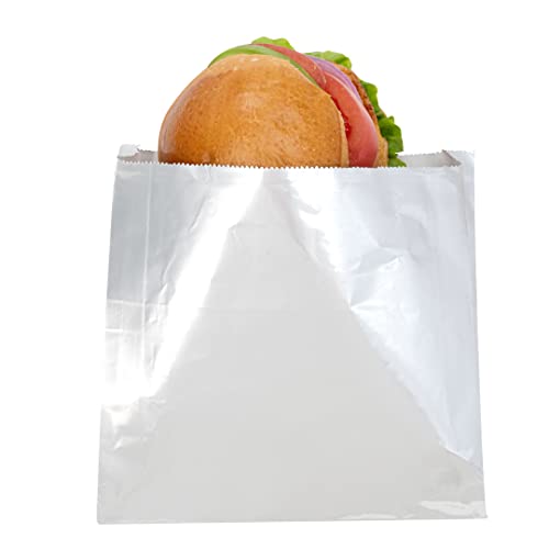 Restaurantware-Bag Tek 7.9 x 1.7 x 7.9 Inch Foil Lined Bags, 100 Greaseproof Foil Food Wrappers - Freezable, Non-Vented, Silver Paper Hot Sandwich Bags, Keeps Food Warm, For Hot And Cold Foods - size: 7.8"