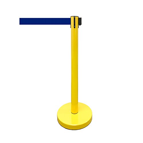 VIP Crowd Control Retractable Belt Stanchion Queue Safety Barrier Set, 36" Ht, 78" Belt (2 YEL Posts Blue Belt) - color: 2 YEL Posts Blue Belt