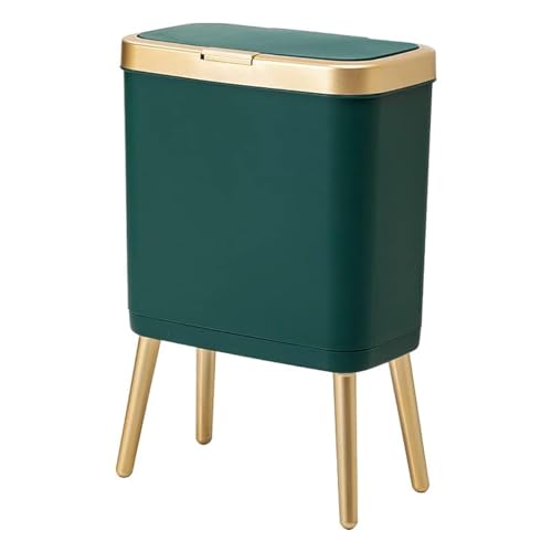Procade Green Bathroom Trash Can with Lid,4 Gallon Retro Gold Garbage Can - color: Green