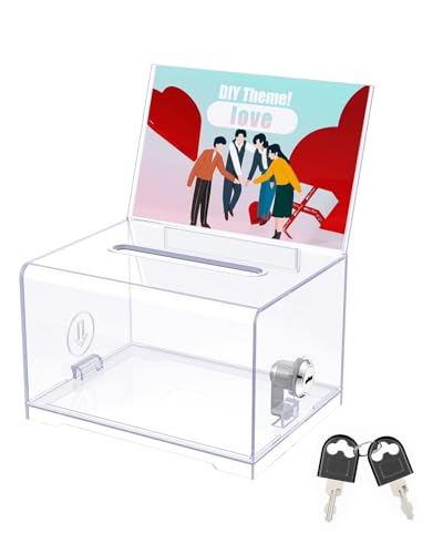 Uniclife White Acrylic Donation Suggestion Box with Lock 6.2"x4.7"x 4" - color: Clear, size: 1 Pack