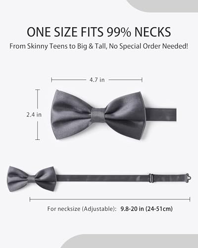 AWAYTR Bow Ties for Men - Pre-Tied Adjustable Tuxedo Style for Wedding - color: Dark Gray